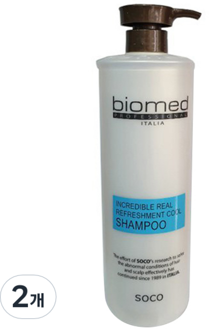 바이오메드 프로페셔널 인크레더블 리얼 리후레쉬먼트 쿨 샴푸, 1L, 2개