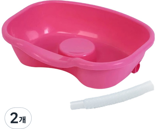 디어모모 노인 환자용 임산부 머리감기 샴푸 대야 세발기, 핑크, 2개