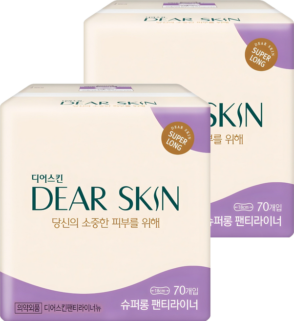 디어스킨 팬티라이너 뉴, 슈퍼롱, 70개입, 2개