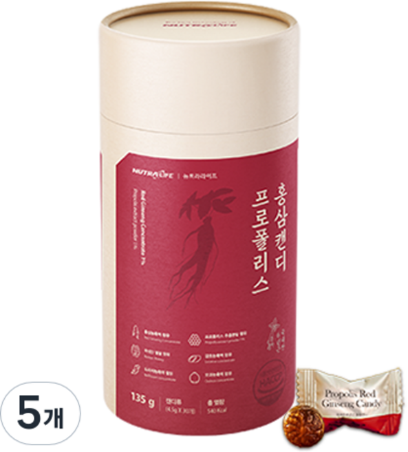 뉴트라라이프 프로폴리스 홍삼캔디, 135g, 5개