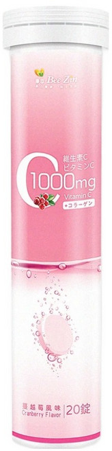 Bee Zin 康萃 維生素C1000膠原發泡錠, 20錠, 4g, 1瓶