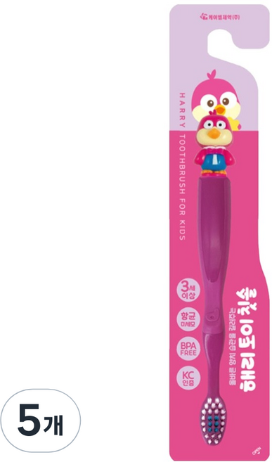 케이엠제약 뽀로로 해리 토이 유아 칫솔, 1개입, 5개