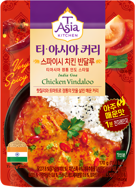 티아시아키친 스파이시 치킨 빈달루 커리, 170g, 1개