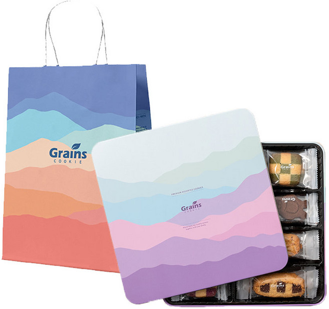 그래인스쿠키 칸타빌레 틴케이스 쿠키 32p + 쇼핑백 세트, 8종, 1세트