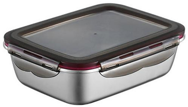 304不鏽鋼 趣味保鮮盒 可微波 27.6 x 21.2 x 8.4cm, 1組, 容器 + 蓋子