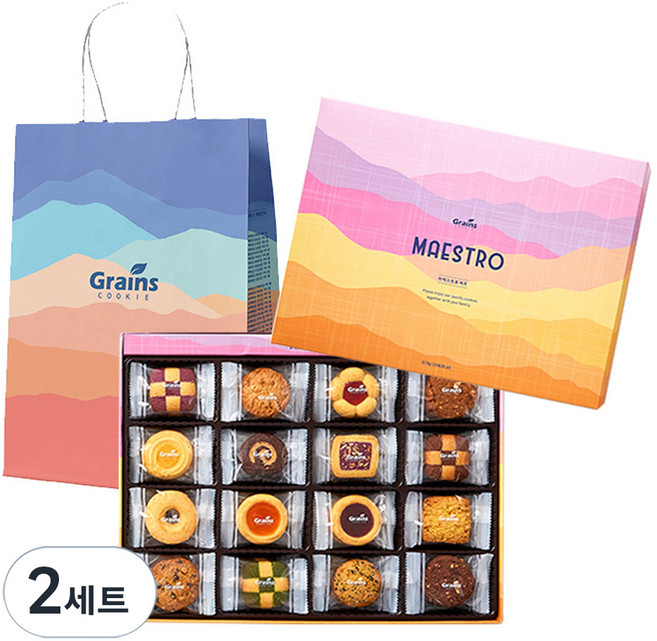 그래인스쿠키 마에스트로 쿠키세트 + 쇼핑백, 16종, 2세트