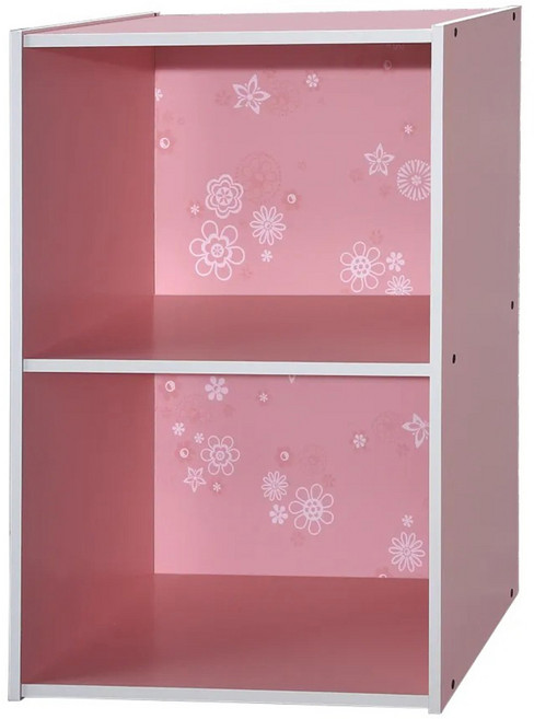 EASYHOME 花系列 兩層開放式收納櫃, 粉色
