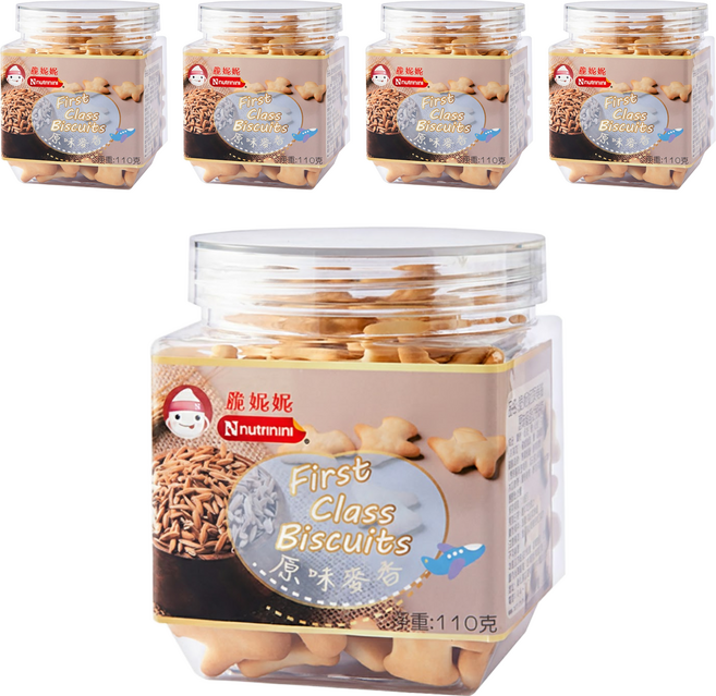 Nnutrinini 脆妮妮 頭等艙飛機餅 1歲以上, 原味麥香, 110g, 5罐