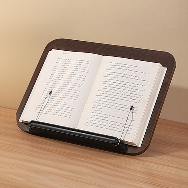 동아피엠에스 다용도 13단 각도조절 거치형 휴대용 원목 독서대, 블랙우드
