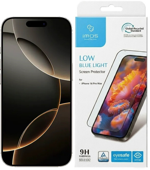 imos RPF60 智慧型手機 Tempered Glass 螢幕保護貼 iPhone 16 Pro Max 低藍光 9H Anti-Fingerprint 1個
