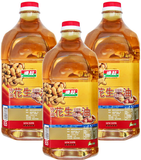 順發油品 花生風味調合油, 2.6L, 3瓶