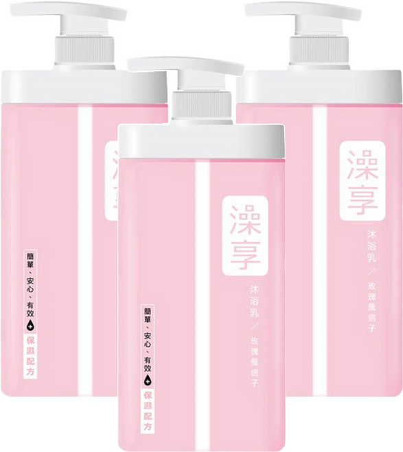 澡享 沐浴乳 玫瑰風信子, 1kg, 3瓶