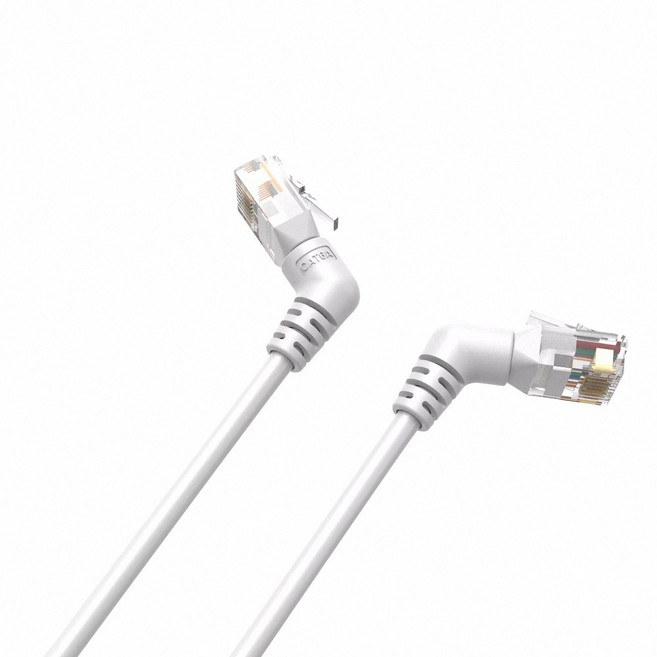 VEnTIOn 威迅 IBO系列 CAT6A 超六類雙彎頭可旋轉纖細高速網路線 1.5M 10Gbps 500MHz RJ45, 白色, 1條