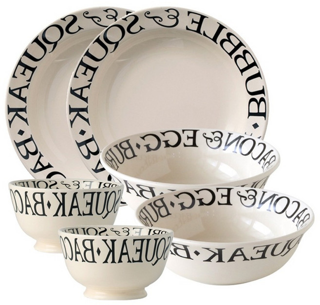 JUST HOME 法式奶油陶瓷碗盤6件組, 2個碗 + 2個麵碗 + 2個湯盤, 奶油白色, 1組