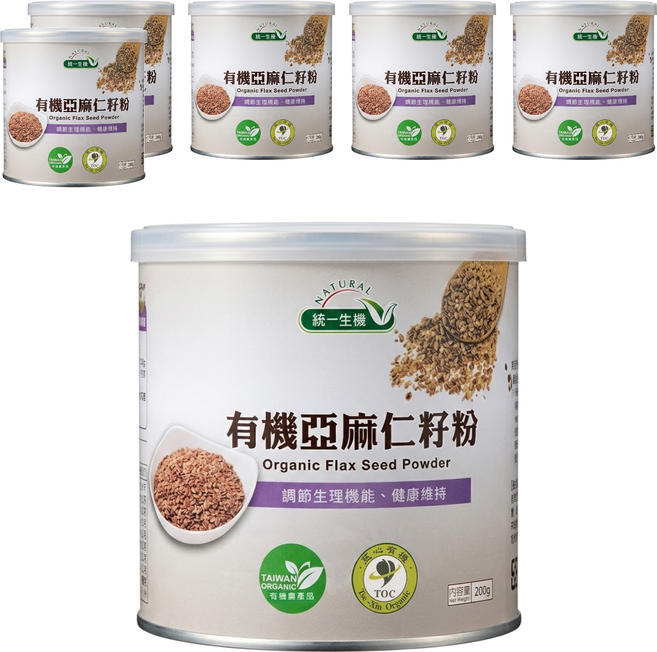 統一生機 有機亞麻仁籽粉, 200g, 6罐