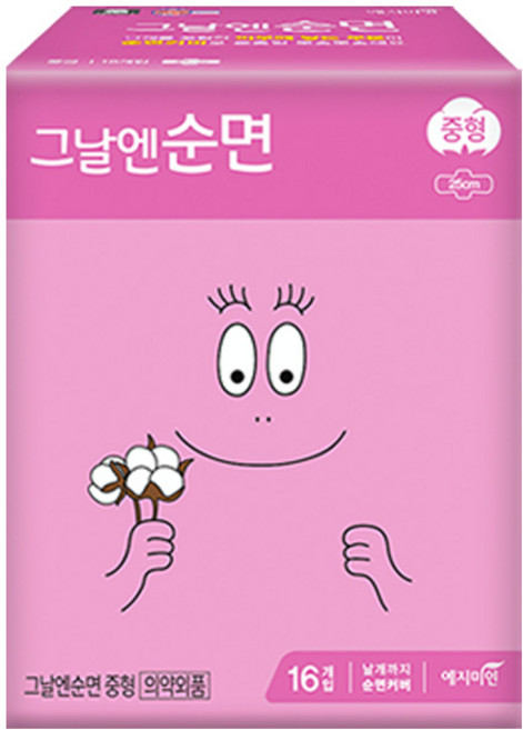 예지미인 바바파파 그날엔순면 생리대 날개형, 16개입, 1개, 중형