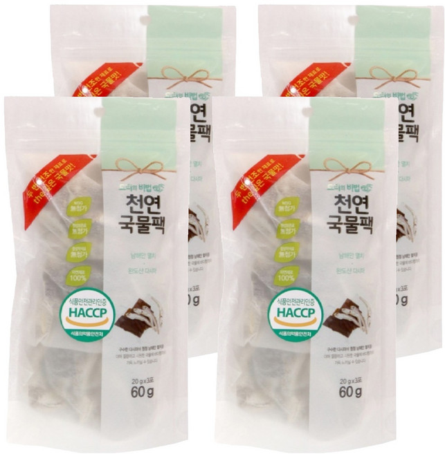 해심 미니깔끔 천연국물팩, 60g, 4개