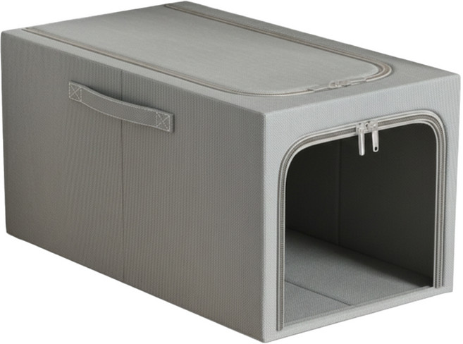 小麥購物 牛津布衣物收納箱 C464 49L 可折疊收納箱, 1個, 灰色