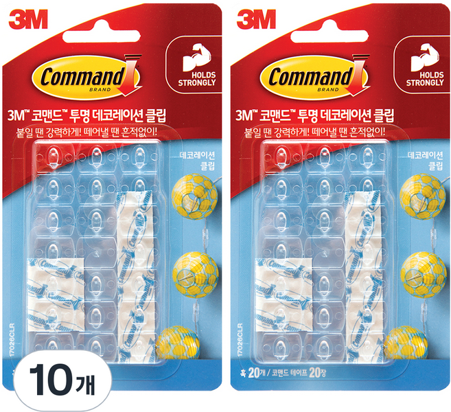 3M Command 無痕 裝飾夾 17026, 10個, 透明