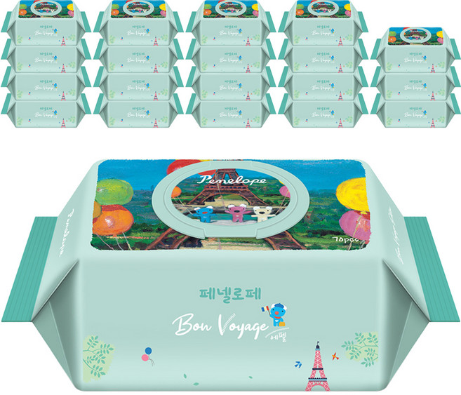 페넬로페 본보야지 에펠 아기물티슈 캡형, 75g, 70매, 20개
