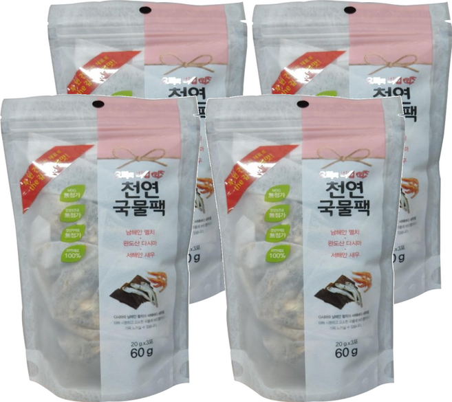 해심 미니새우 천연국물팩, 60g, 4개