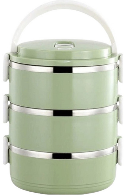 Lunch Box 日式加大三層保溫便當盒 304不鏽鋼材質 2100ml, 顏色隨機, 1個