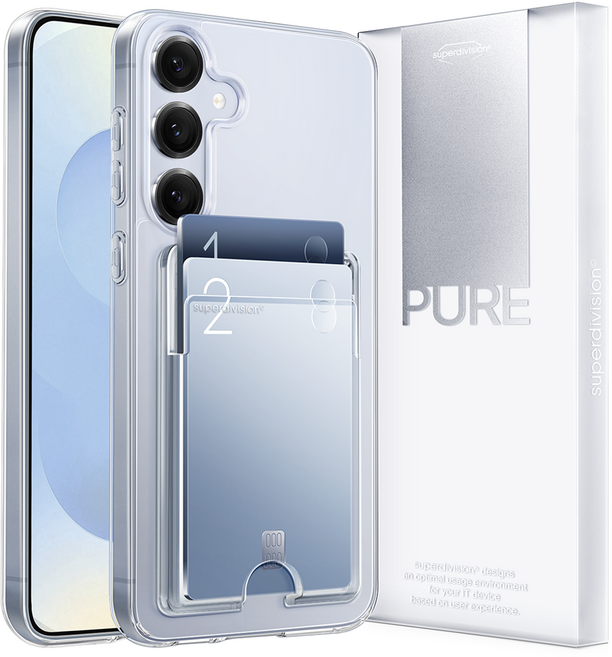 슈퍼디비전 2장 수납 퓨어 클리어 카드 휴대폰 케이스