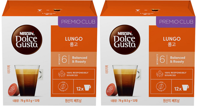 돌체구스토 룽고 캡슐커피, 6.5g, 12개입, 2개