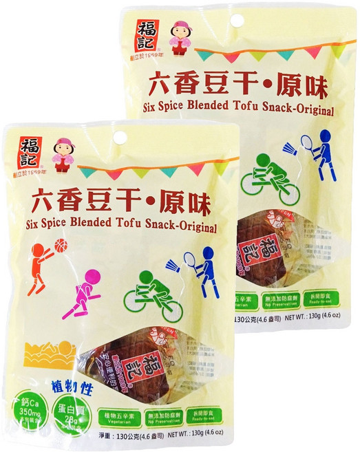 福記 六香豆干 原味, 130g, 2包