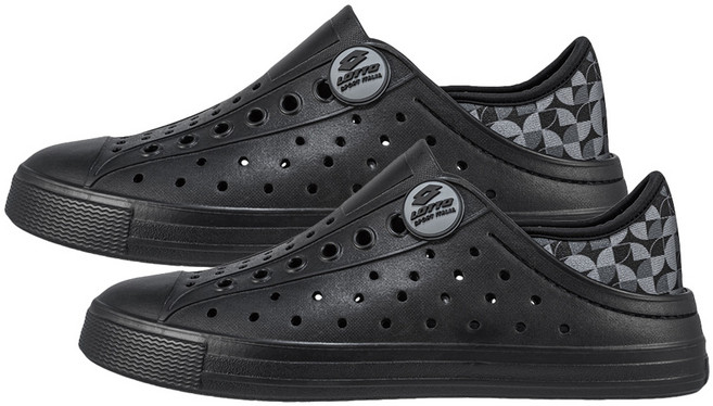 LOTTO 樂得 Sicily 女款輕量洞洞鞋, 220mm, 黑色