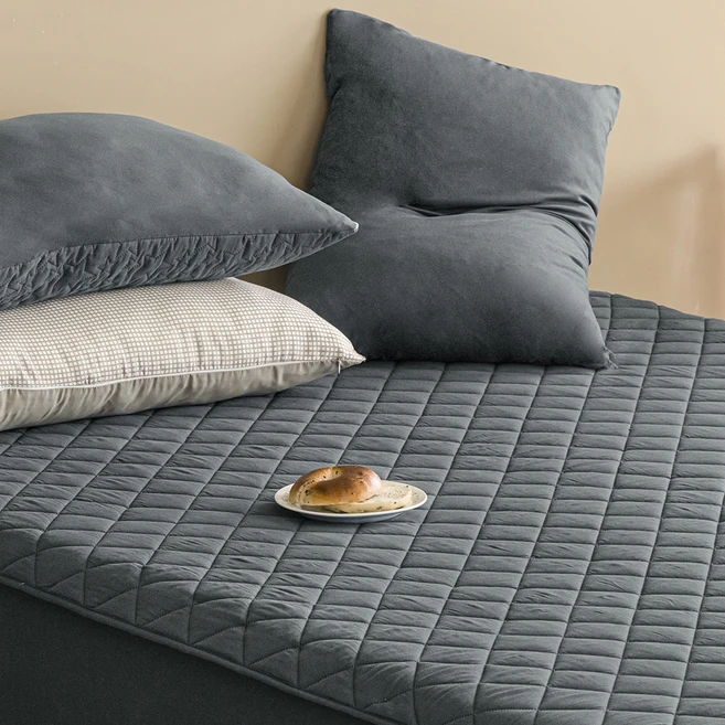 더자리 데일리 프레쉬 누빔 침대패드 고정밴드형, 밀키차콜그레이 - 쿠팡