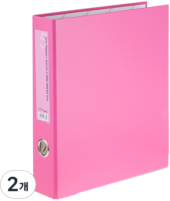 청운 에코 3공D링 바인다 5cm A4, 분홍, 2개