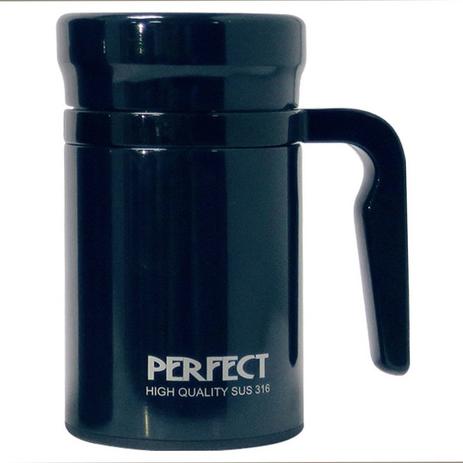 PLUS PERFECT 理想 品味316 全鋼辦公杯, 鑽石黑, 480ml, 1個