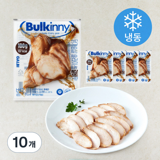벌키니 닭가슴살 슬라이스 갈비맛 (냉동), 100g, 10개, 1개입