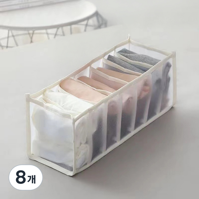 안이네 옷장 수납 공간 절약 접이식 정리함 32 x 12 x 12 cm, 베이지, 8개