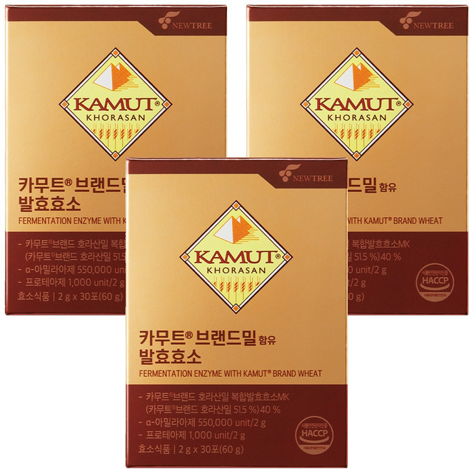 뉴트리 카무트 브랜드밀 함유 발효효소 30p, 60g, 3개