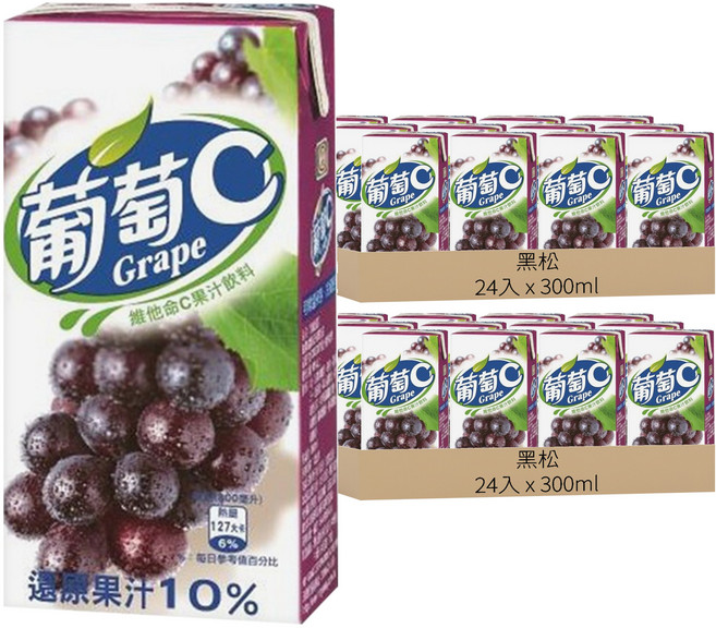 黑松 葡萄C 葡萄果汁飲料, 300ml, 48入