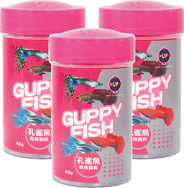 UP AQUA 雅柏 孔雀魚專用飼料 E-228, 45g, 3罐