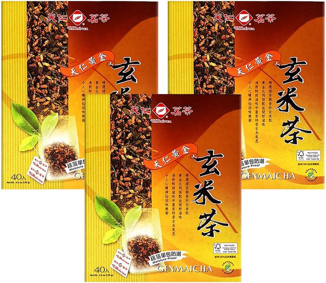 天仁茗茶 黃金玄米茶, 3g, 40包, 3盒