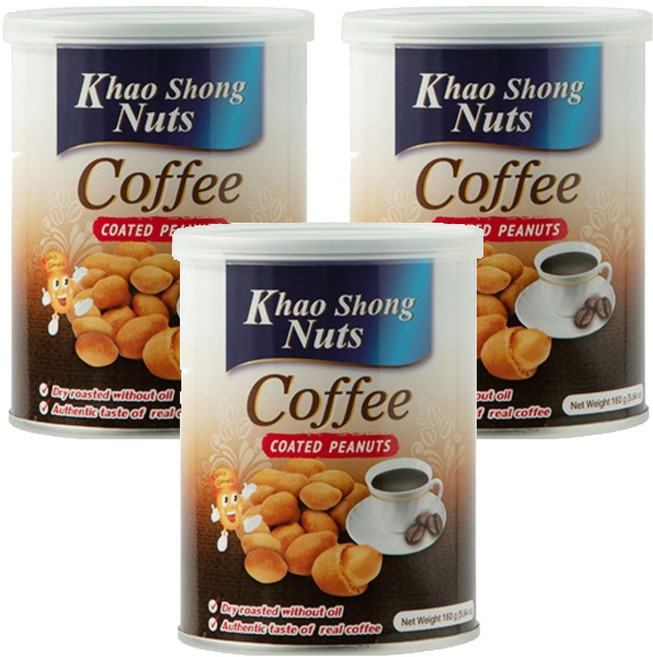 Khao Shong Nuts 咖啡花生餅乾, 160g, 3個