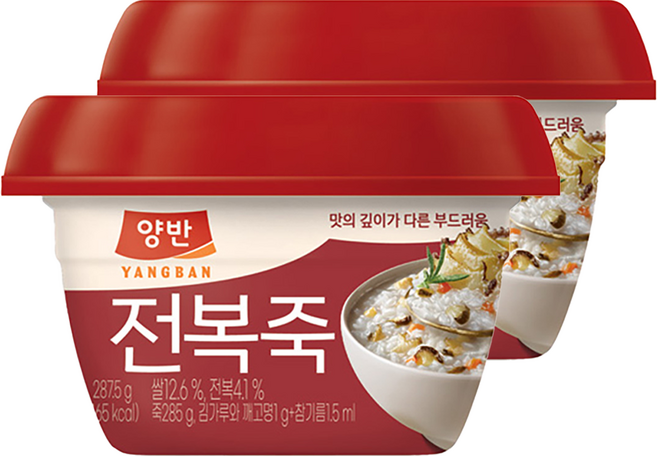 양반 전복죽, 287.5g, 2개