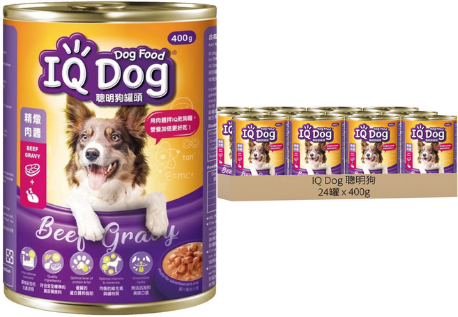 IQ Dog 聰明狗 罐頭, 精燉肉醬, 400g, 24罐