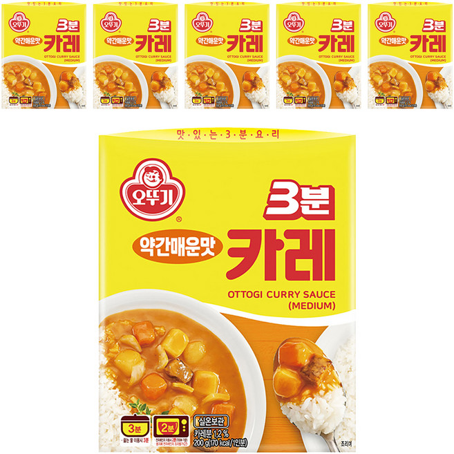 오뚜기3분 카레 약간매운맛, 200g, 6개