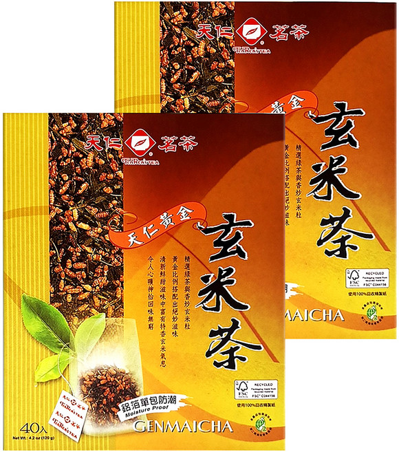 天仁茗茶 黃金玄米茶, 3g, 40包, 2盒