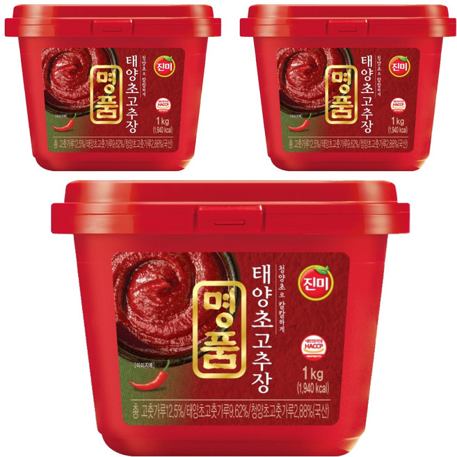 진미 명품 태양초 고추장, 1kg, 3개