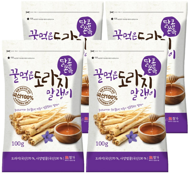 꿀먹은 도라지 말랭이, 100g, 4개