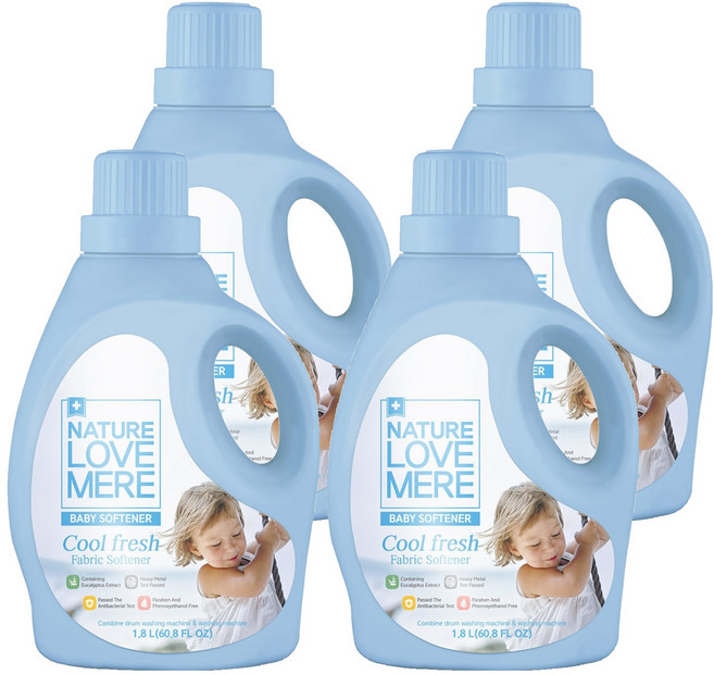 네이쳐러브메레 쿨프레쉬 유아 섬유유연제 코튼향 본품, 1.8L, 4개