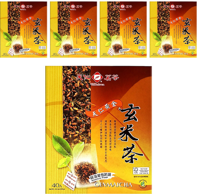 天仁茗茶 黃金玄米茶, 3g, 40包, 5盒