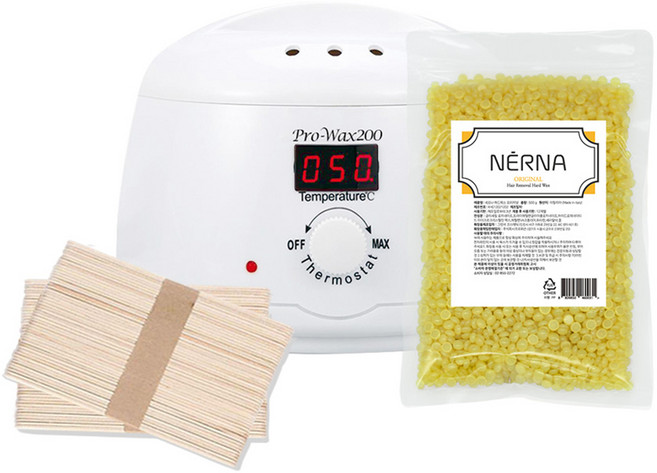 네르나 프로왁스200 워머기 + 하드왁스 오리지널 500g + 머큐리 스파츌라 대 100p 셀프왁싱세트, 1개