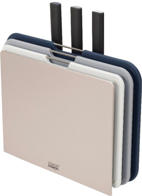 Joseph Joseph Nest系列 砧板刀具6件組 灰藍色, 1組, 3個砧板 + 主廚刀 + 三德刀 + 削皮刀 + 收納立架